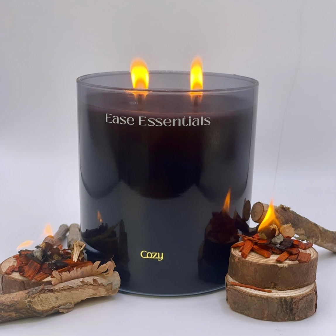 feu de bois candle, front side